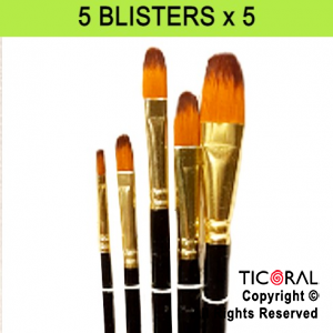 PINCEL PUNTA CHATA X 5 DIFERENTES TAMAOS GRANDE LINEA PRO ARTISTICA X 5 BLISTERS