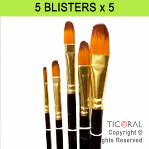 PINCEL PUNTA CHATA X 5 DIFERENTES TAMAOS GRANDE LINEA PRO ARTISTICA X 5 BLISTERS