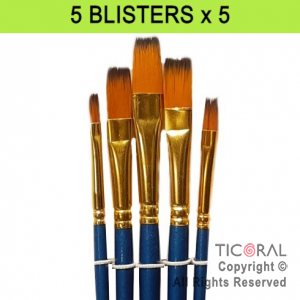 PINCEL PUNTA CHATA X 5 DIFERENTES TAMAOS LINEA PRO ARTISTICA X 5 BLISTERS