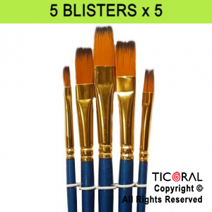 PINCEL PUNTA CHATA X 5 DIFERENTES TAMAOS LINEA PRO ARTISTICA X 5 BLISTERS