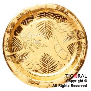 PLATO HOJA DORADO CON STAMPING 18 CM x 8