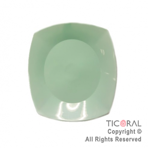 PLATO CUADRADO POSTRE 17CM VERDE PASTEL PP x 10