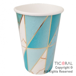 VASO POLIPAPEL 240CC MARMOLADO CELESTE CON STAMPING X 8