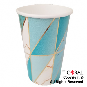 VASO POLIPAPEL 240CC MARMOLADO CELESTE CON STAMPING X 8