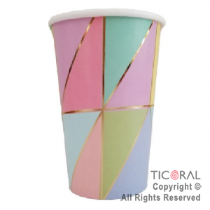 VASO POLIPAPEL 240CC MARMOLADO MULTICOLOR CON STAMPING X 8