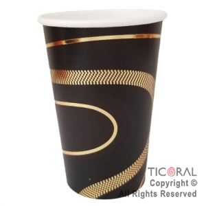 VASO POLIPAPEL 240CC ONDAS NEGRO CON STAMPING X 8