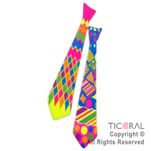 CORBATA PAYASO FLUO PLASTICO DIFERENTES DISEOS x 6