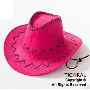 SOMBRERO COWBOY PREMIUM FUCSIA DE TELA X 1