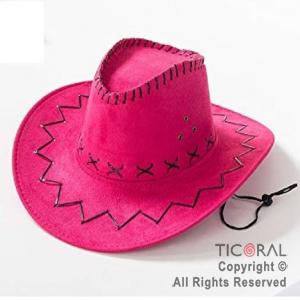 SOMBRERO COWBOY PREMIUM FUCSIA DE TELA X 1