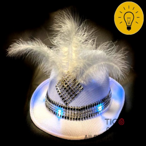 SOMBRERO GUAPO BLANCO DECO PLATEADO CON LUZ x 1