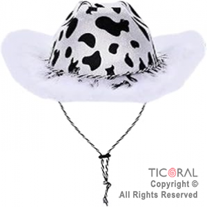 SOMBRERO COWBOY ANIMAL PRINT VACA PLUMA x 1