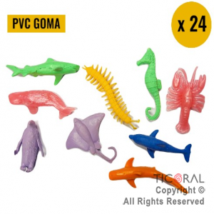 ANIMALITOS FAUNA MARINA PVC GOMA x 24.