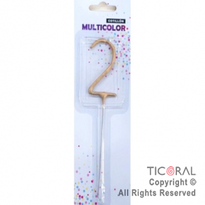 NUMERO ESTRELLITA SPARKLER DORADO N.2 X 1