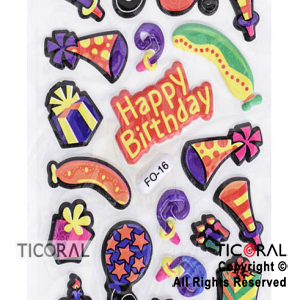 STICKER FIESTA CUMPLEAOS COLOR (26X9CM) HS5656-3 x 12