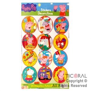 PEPPA PIG STICKERS AUTOADHESIVOS  X 24 UNIDADES