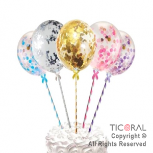 SET TOPPER 5 GLOBOS PARA TORTA CONFETI SURTIDO X 1