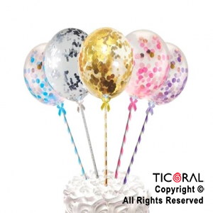 SET TOPPER 5 GLOBOS PARA TORTA CONFETI SURTIDO X 1