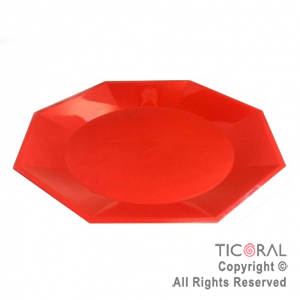 PLATO OCTOGONAL POSTRE 17CM PP ROJO x 10