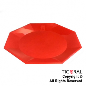 PLATO OCTOGONAL POSTRE 17CM PP ROJO x 10