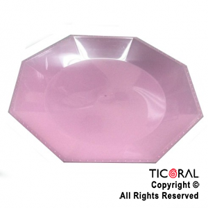 PLATO OCTOGONAL POSTRE 17CM PP ROSA x 10