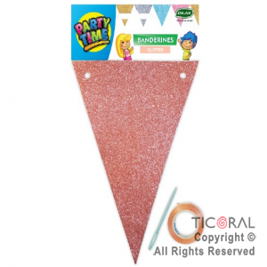 BANDERIN TRIANGULAR GLITTER DX ROSA GOLD  x 1