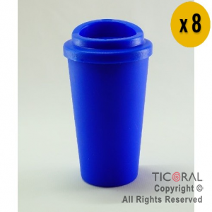 VASO TERMICO CAFE AZUL 300 CC X 8