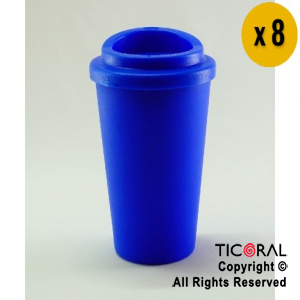 VASO TERMICO CAFE AZUL 300 CC X 8