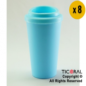 VASO TERMICO CAFE CELESTE PASTEL 300 CC X 8