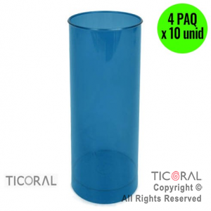 VASO TUBO AZUL 4 PAQUETES X 10 UNIDADES