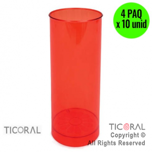 VASO TUBO ROJO 4 PAQUETES X 10 UNIDADES