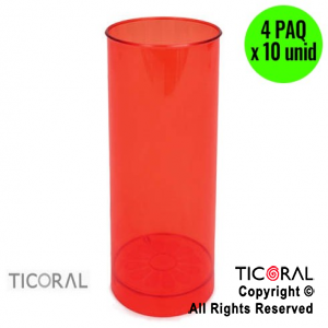 VASO TUBO ROJO 4 PAQUETES X 10 UNIDADES