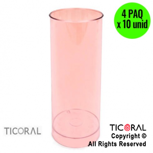 VASO TUBO ROSA 4 PAQUETES X 10 UNIDADES