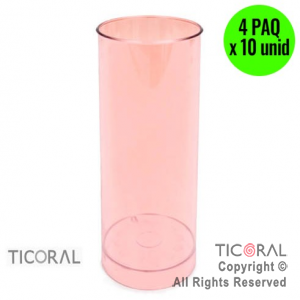 VASO TUBO ROSA 4 PAQUETES X 10 UNIDADES