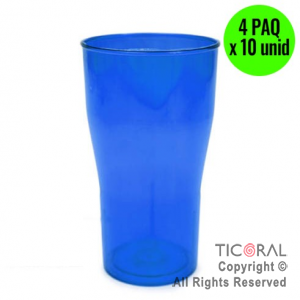 VASO COLA COLOR AZUL 4 PAQUETES x 10 UNIDADES