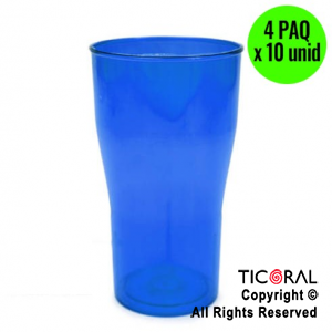 VASO COLA COLOR AZUL 4 PAQUETES x 10 UNIDADES