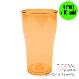 VASO COLA COLOR NARANJA 4 PAQUETES x 10 UNIDADES