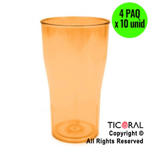 VASO COLA COLOR NARANJA 4 PAQUETES x 10 UNIDADES