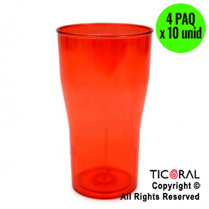 VASO COLA COLOR ROJO 4 PAQUETES x 10 UNIDADES