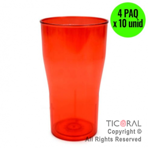 VASO COLA COLOR ROJO 4 PAQUETES x 10 UNIDADES