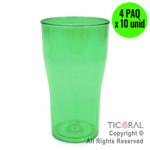 VASO COLA COLOR VERDE 4 PAQUETES x 10 UNIDADES