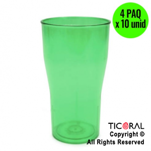 VASO COLA COLOR VERDE 4 PAQUETES x 10 UNIDADES