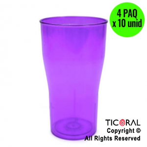 VASO COLA COLOR VIOLETA 4 PAQUETES x 10 UNIDADES