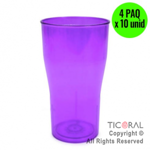 VASO COLA COLOR VIOLETA 4 PAQUETES x 10 UNIDADES