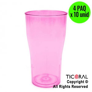 VASO COLA COLOR FUCSIA 4 PAQUETES x 10 UNIDADES