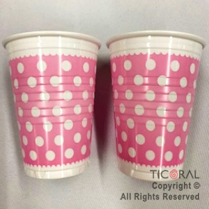 VASO 180CC LUNARES ROSA x100 UNIDADES BELLA CUP