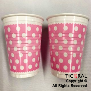 VASO 180CC LUNARES ROSA x100 UNIDADES BELLA CUP