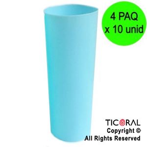 VASO TRAGO LARGO PP KV CELESTE PASTEL 280CC (4 pack x 10 unid)