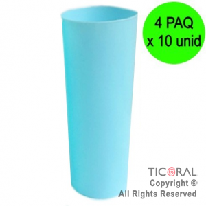 VASO TRAGO LARGO PP KV CELESTE PASTEL 280CC (4 pack x 10 unid)