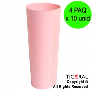 VASO TRAGO LARGO PP KV ROSA PASTEL 280CC (4 pack x 10 unid)