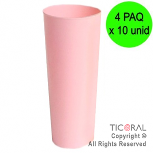 VASO TRAGO LARGO PP KV ROSA PASTEL 280CC (4 pack x 10 unid)